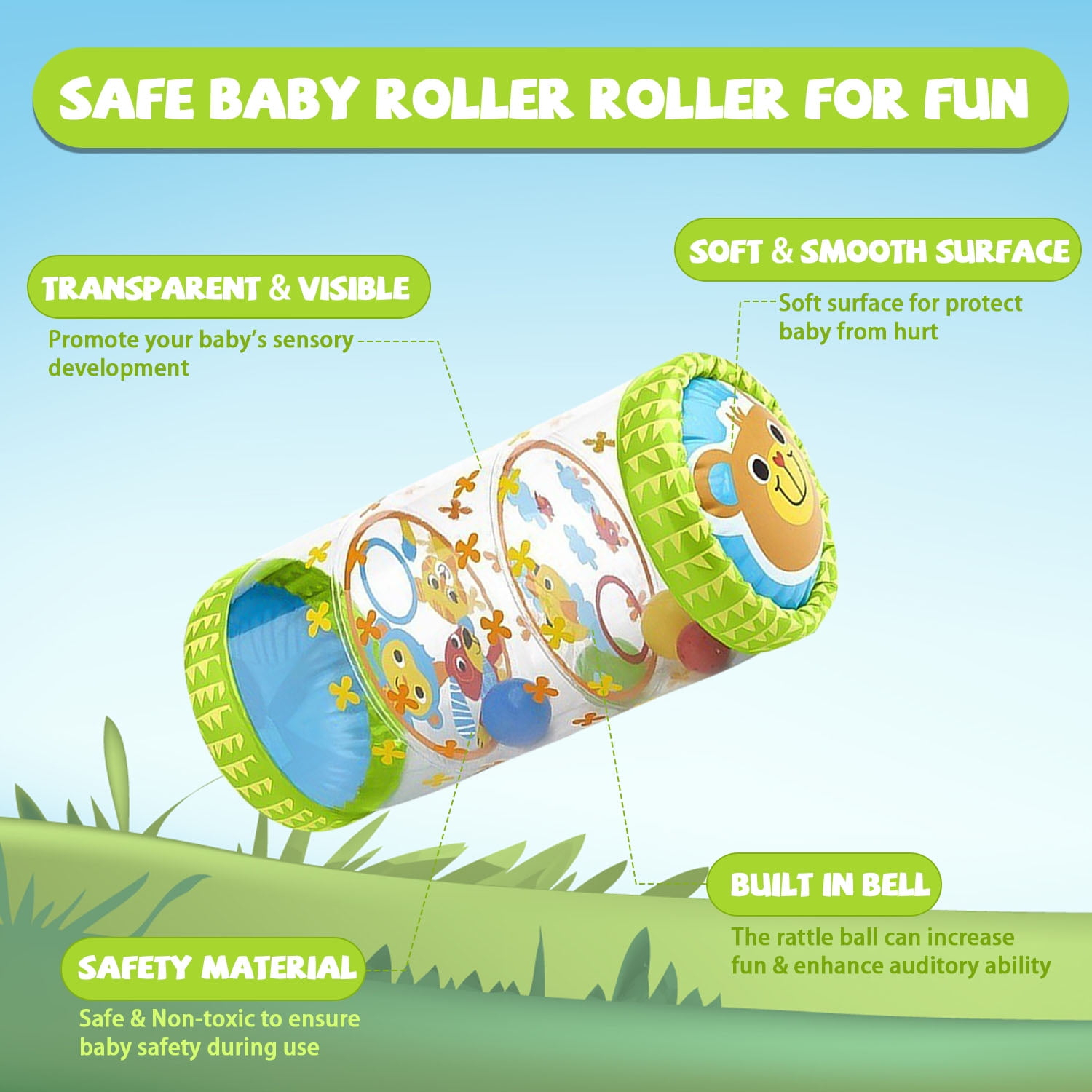 Crawling & Walking Baby Toys, Inflatable Rolling Infant Toys, Birthday Toy for Infant Toddler Boy Girl 6 7 8 9 10 11 Month 1-2 Year Old - Image 3
