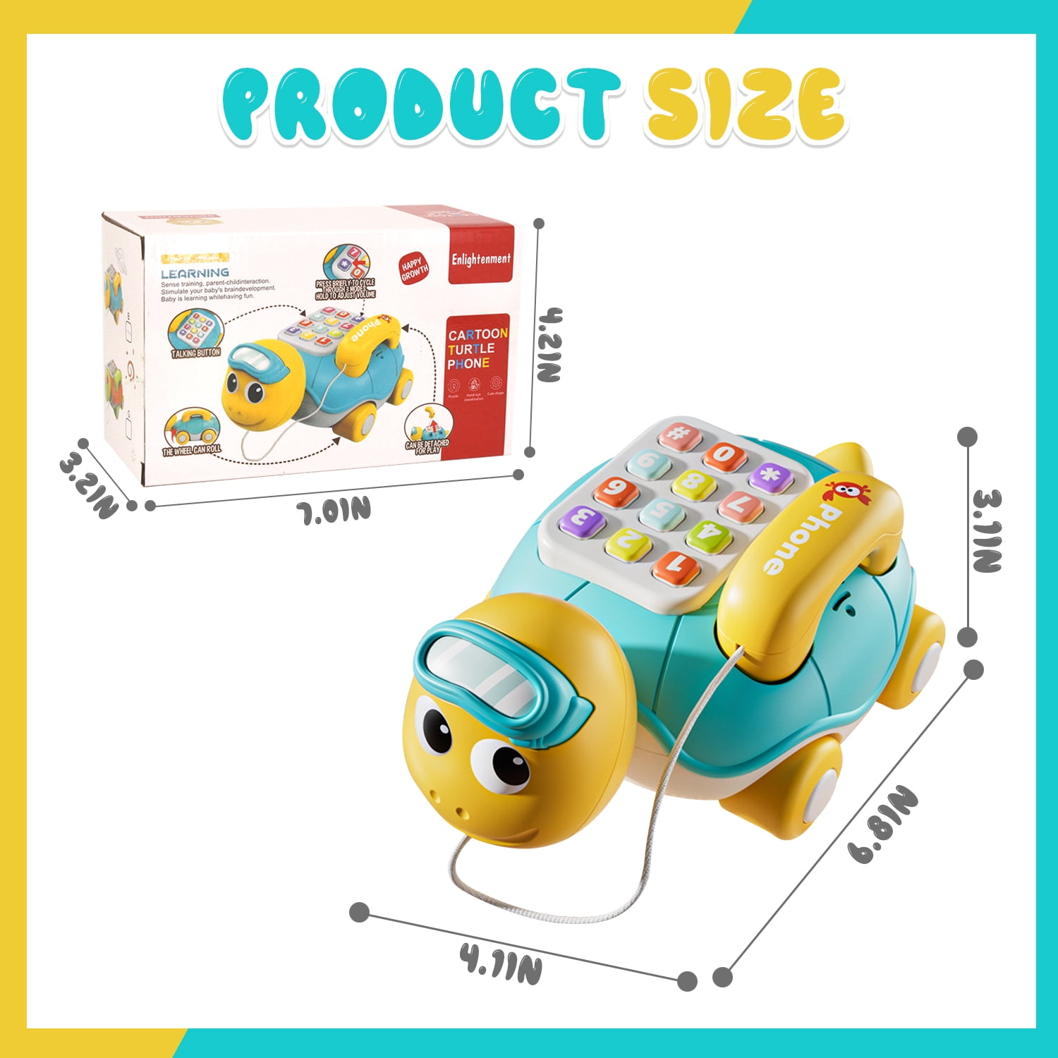 Baby Infant Light up Music Turtle Toys, Baby Toys 6-12 Months with Phone, Baby Crawling Toys for 12-24 Months, Learning Toys for 1 2 3 Year Old Boys Girls Gift - Image 3